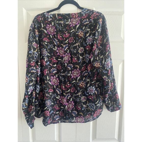 Lane Bryant Women's Floral Blouse Gold Detail size 14 Career - Picture 6 of 6